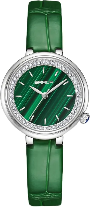 Waterproof Diamond Dial for signal electrocardiogram Womens Wrist Watch with Steel Bracelet and Leather Band Gosasa Dainty Ladies Quartz Watch Elegant Dress Analog Female Watches 