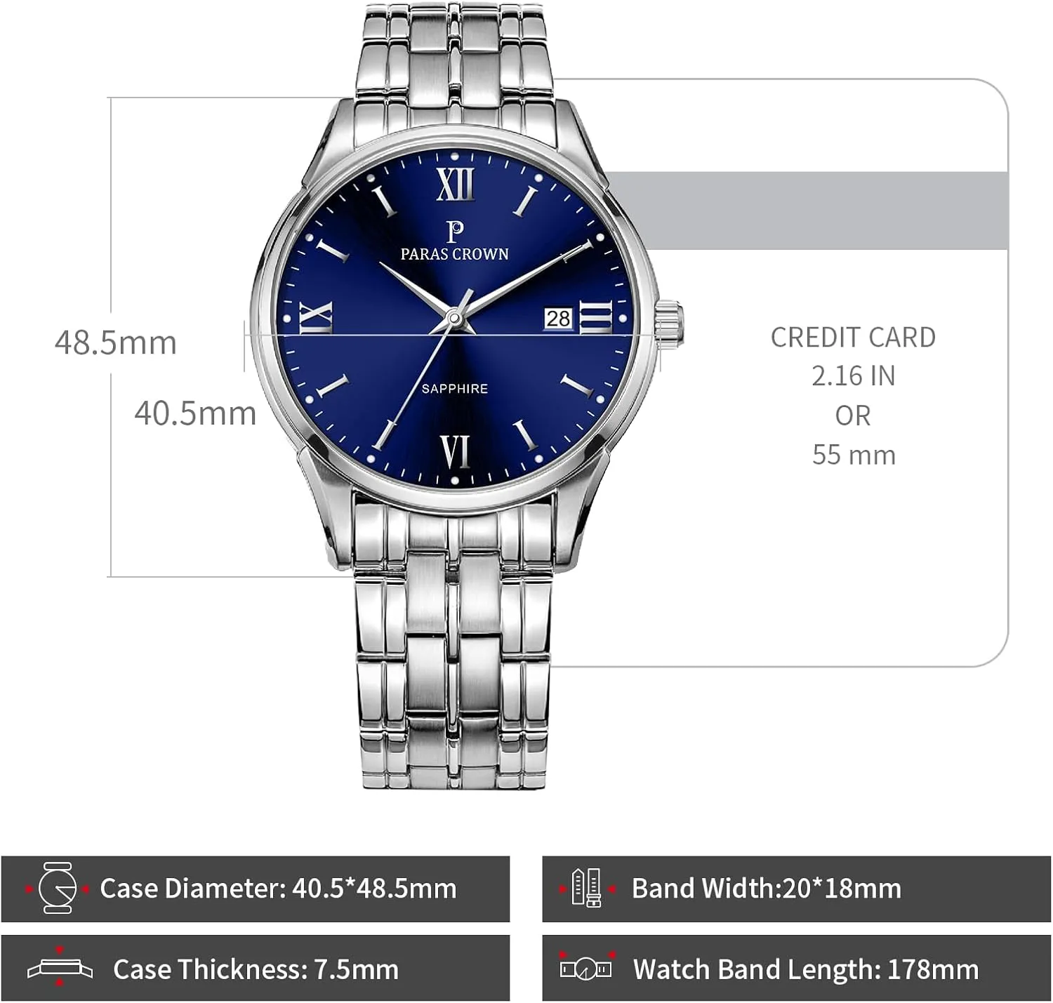 Waterproof explicit collision away vastly Watches for Men Paras Crown Mens Watches Luxury Chronograph Analog Watch Japanese Quartz Movement Stainless Steel Case 5ATM 