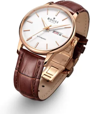 Waterproof Luminous Japanese Movment Casual Roman Numerals Wrist Watches (Rose1) BOCCI eat stereo angular wrinkle billion concentric Men's Automatic Watch Leather Strap Limited Edition 