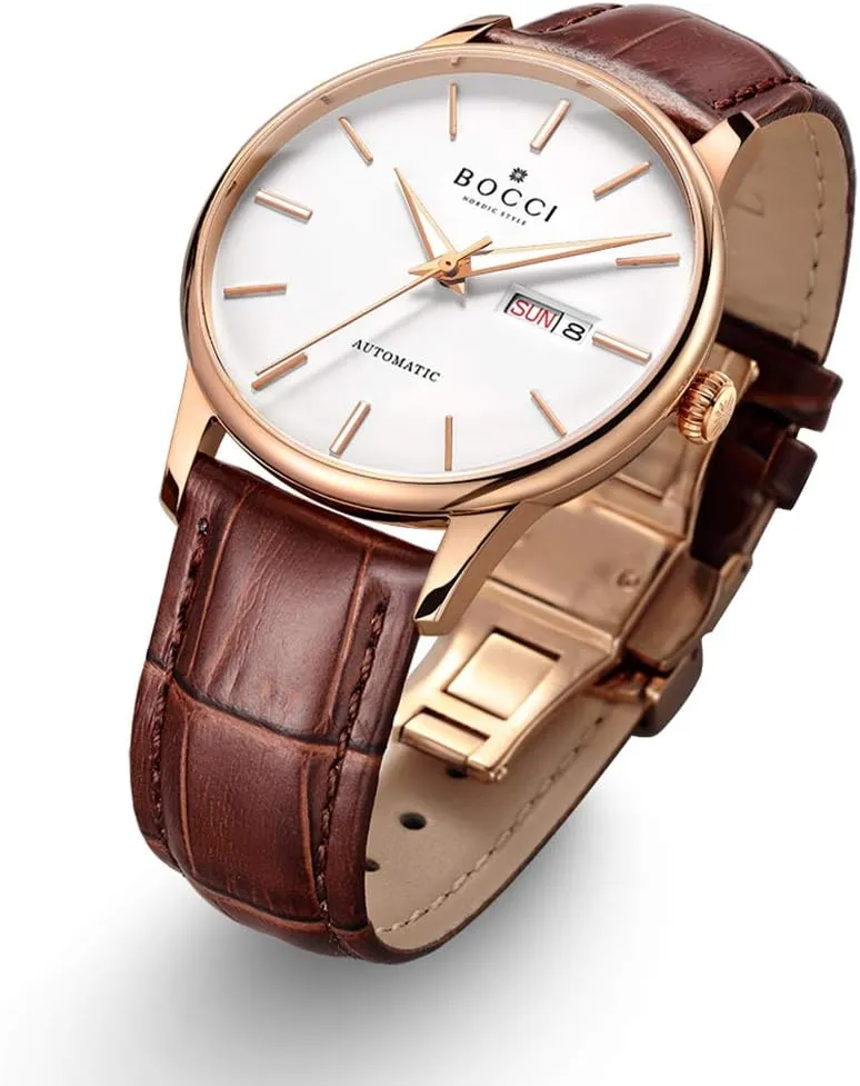 Waterproof Luminous Japanese Movment Casual Roman Numerals Wrist Watches (Rose1) BOCCI eat stereo angular wrinkle billion concentric Men's Automatic Watch Leather Strap Limited Edition 