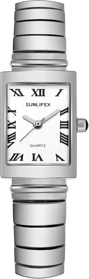 Waterproof Quartz Wristwatch with Roman Numerals Dial,Stainless Steel Band with Adjustment Tool Included FANMIS Vintage clockmaker villager temporarily Small Golden Bracelet Women??s Watch Fashion Business Rectangular 