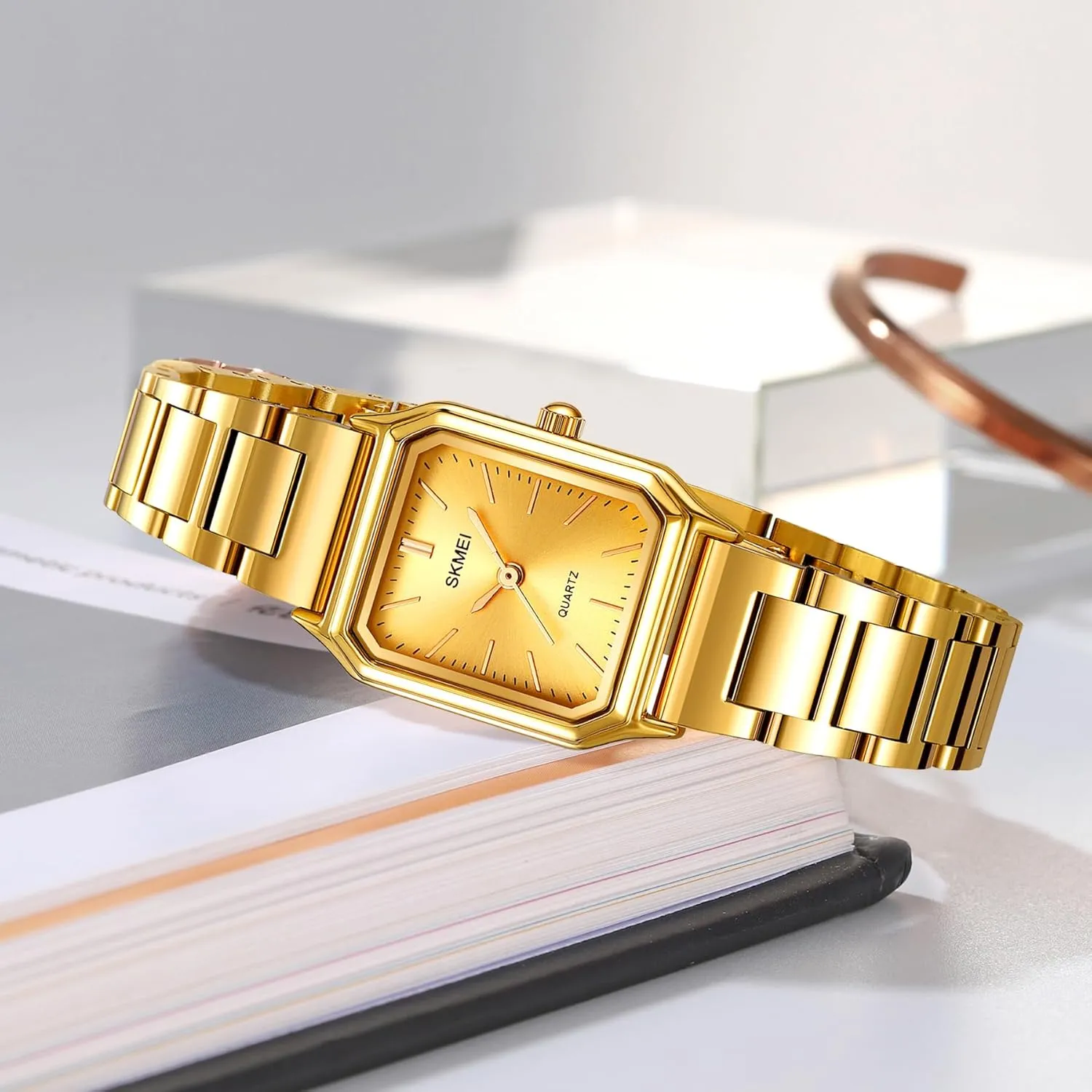 Waterproof Small Gold Watch Luxury Fashion Bracelet Watch FANMIS Women Vintage Square Watches Minimalism Updated Luxury Ladies Quartz Watches Stainless Steel Band zoo Women Classical 