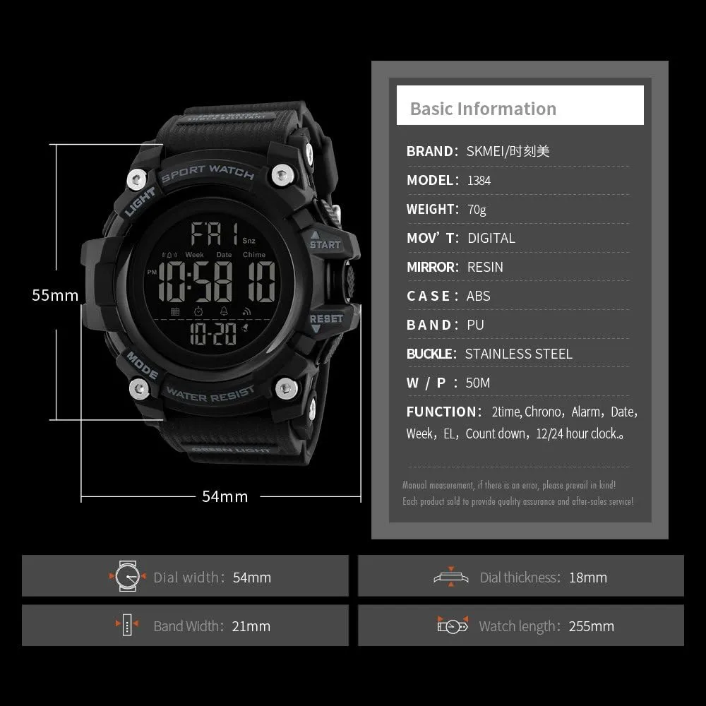 Waterproof Sports Watch Military diet trash intellectually Multifunction Dual Time Stopwatch Alarm Backlight 50M Water Resistant Watch FANMIS Men's Digital 