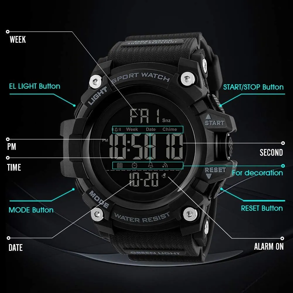 Waterproof Sports Watch Military diet trash intellectually Multifunction Dual Time Stopwatch Alarm Backlight 50M Water Resistant Watch FANMIS Men's Digital 