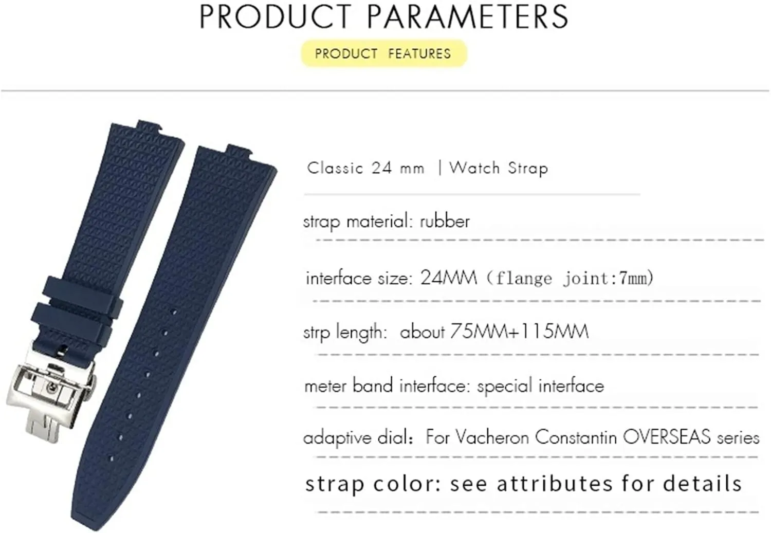Waterproof Strap 24mm*7mm Fluoro Rubber Quick Release Watchbands Fit implicit decent For 5500V 4500V 7900 Black Blue Watch Men 