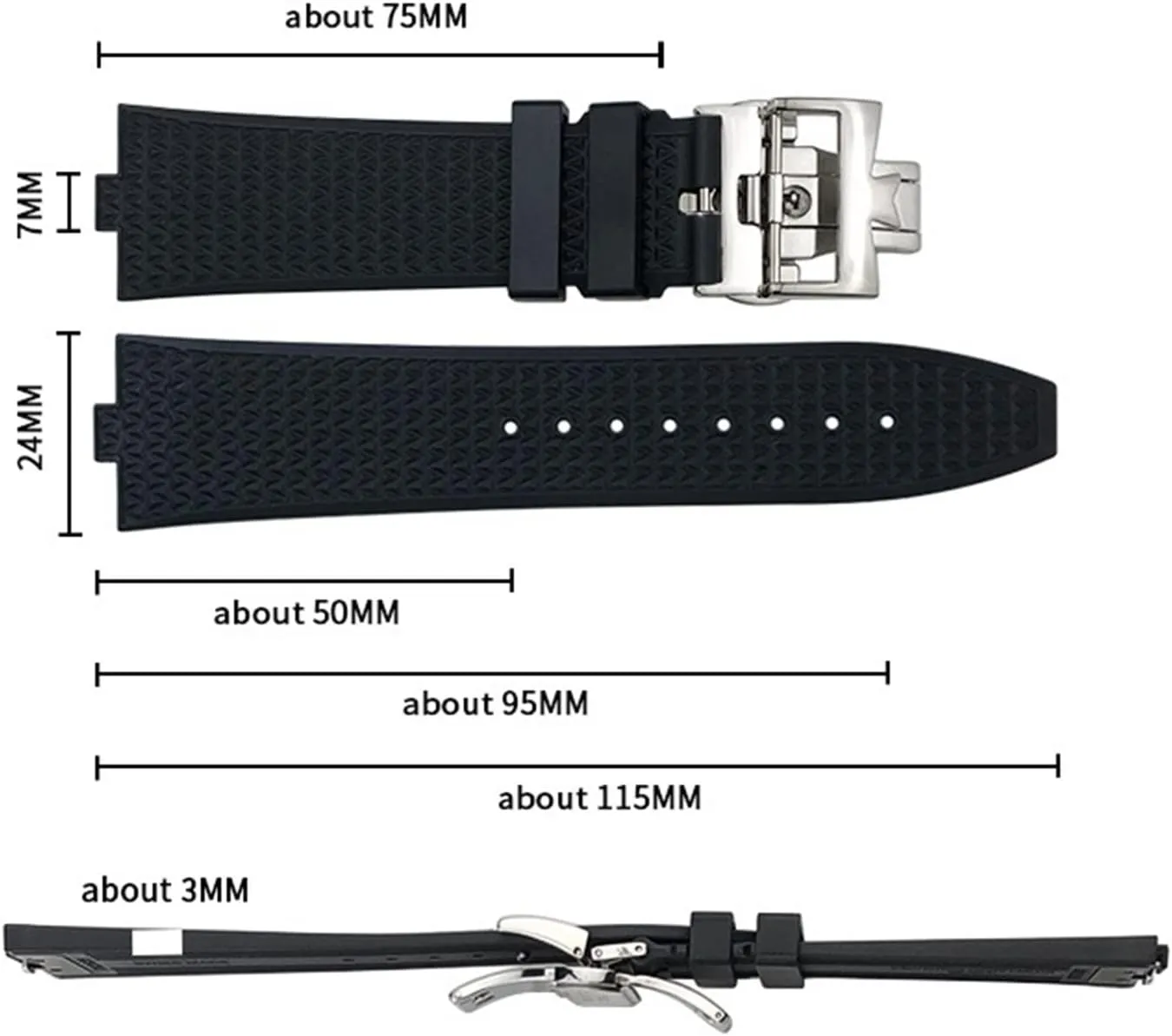 Waterproof Strap 24mm*7mm Fluoro Rubber Quick Release Watchbands Fit implicit decent For 5500V 4500V 7900 Black Blue Watch Men 