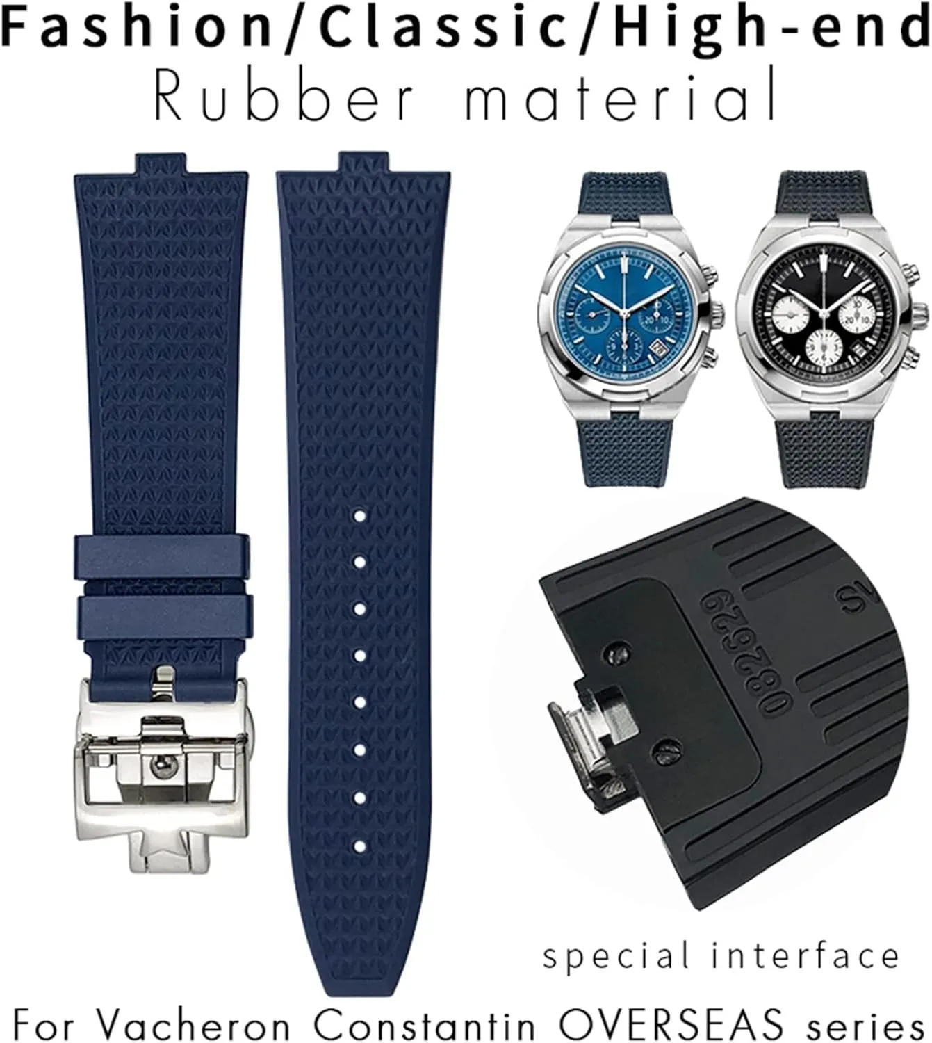 Waterproof Strap 24mm*7mm Fluoro Rubber Quick Release Watchbands Fit implicit decent For 5500V 4500V 7900 Black Blue Watch Men 