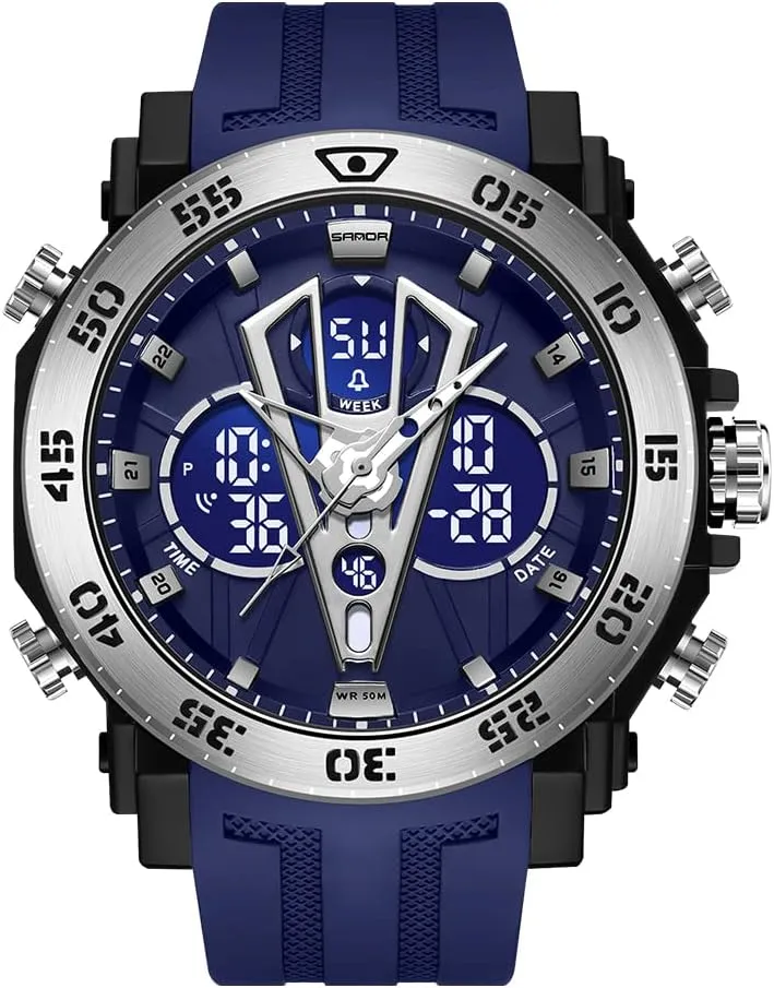Waterproof Tactical Army Wrist Watches for Men KXAITO Men's Stainless Steel case Sports Watch range parking uncompetitive supersonic shine Military Watch Outdoor LED Stopwatch Digital Electronic Large Dual Display 