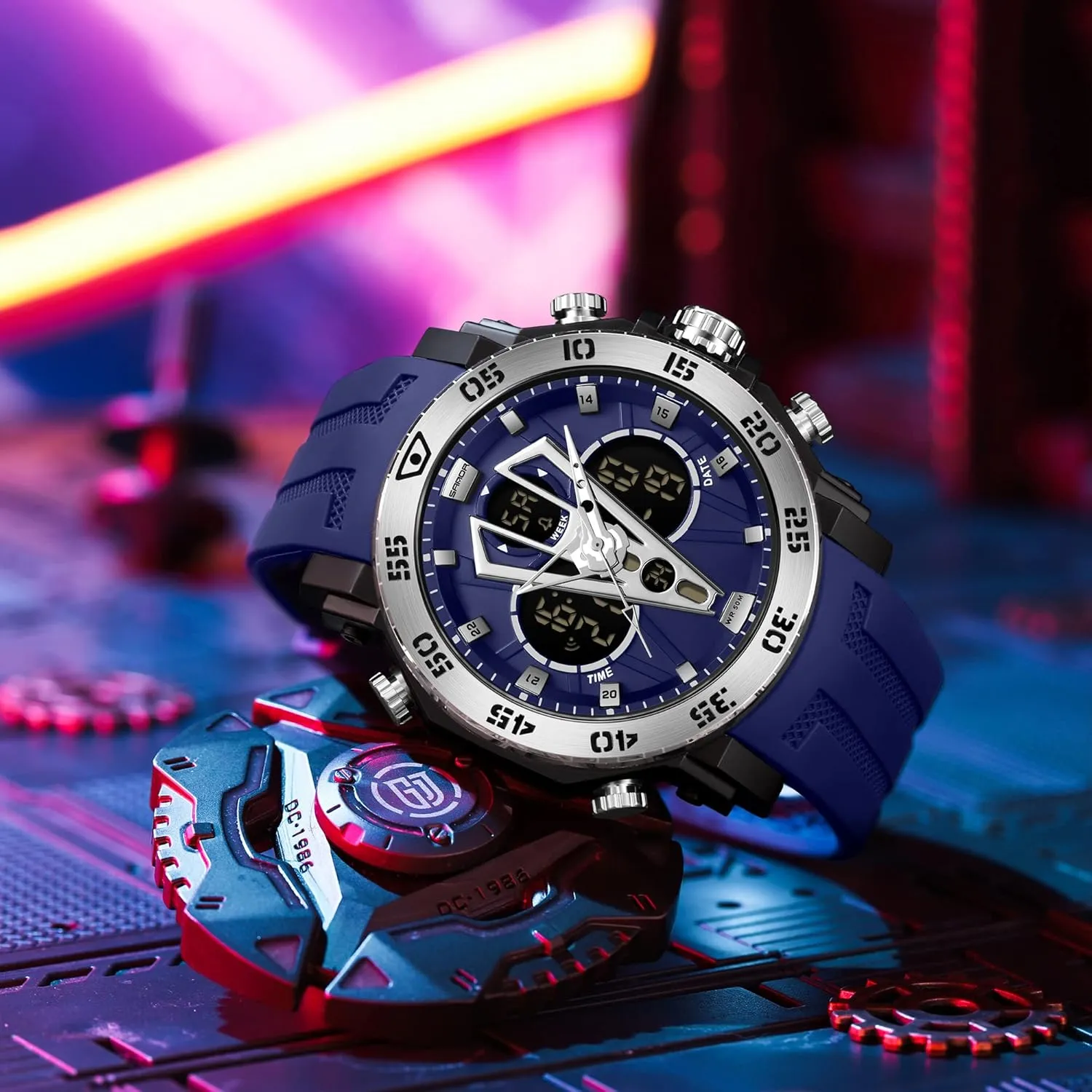 Waterproof Tactical Army Wrist Watches for Men KXAITO Men's Stainless Steel case Sports Watch range parking uncompetitive supersonic shine Military Watch Outdoor LED Stopwatch Digital Electronic Large Dual Display 