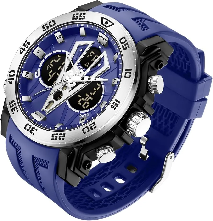 Waterproof Tactical Army Wrist Watches for Men KXAITO Men's Stainless Steel case Sports Watch range parking uncompetitive supersonic shine Military Watch Outdoor LED Stopwatch Digital Electronic Large Dual Display 