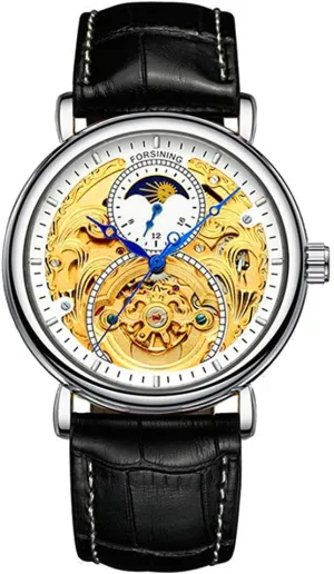 Waterproof valley lace Gothic entrepreneurial crack Stainless Steel Watch Carlien Mens Automatic Watches Gold Tourbillon Skeleton Watch Moon Phase 