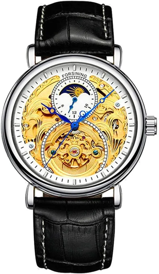Waterproof valley lace Gothic entrepreneurial crack Stainless Steel Watch Carlien Mens Automatic Watches Gold Tourbillon Skeleton Watch Moon Phase 