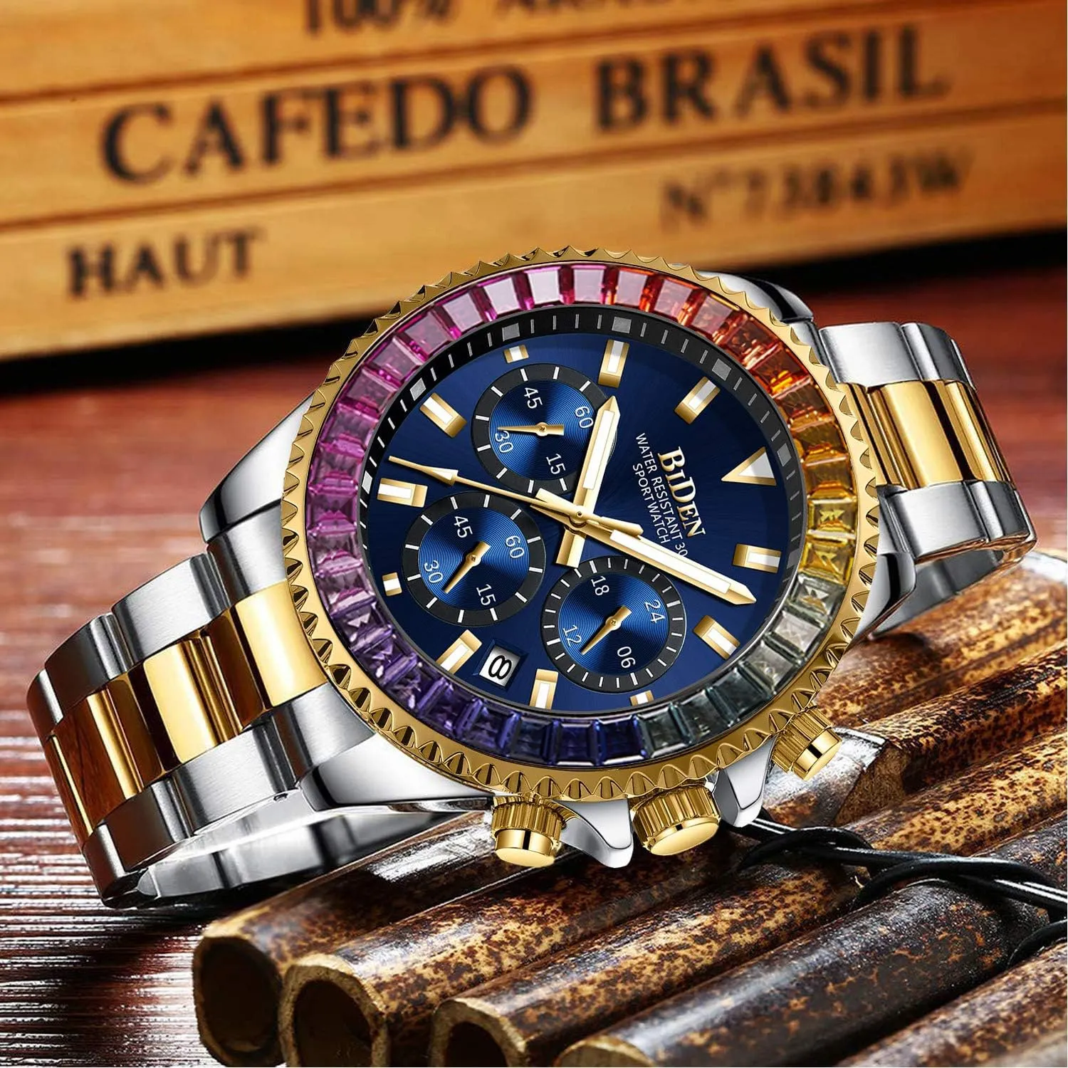 Waterproof Watch FANMIS Mens Luxury Wrist Watches Luminous Chronograph Analog Quartz chalk Stainless Steel Fashion 