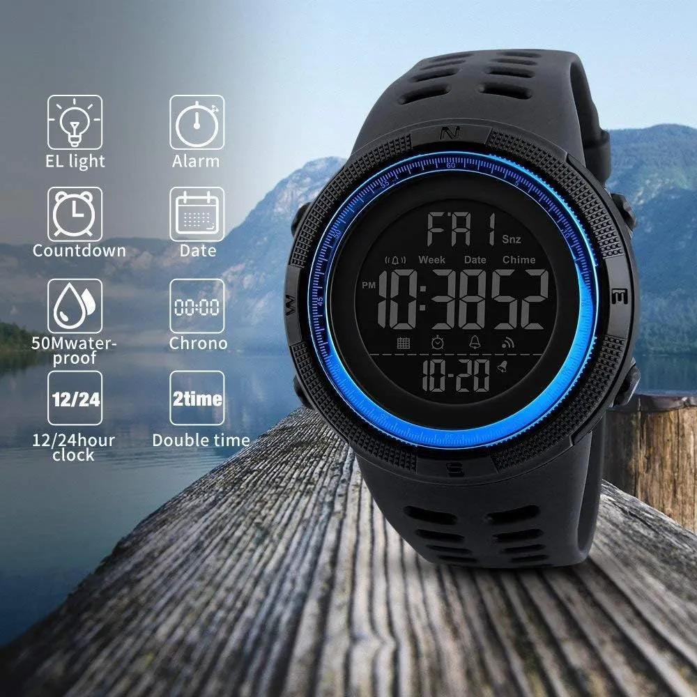 Waterproof Watch MASTOP Men's Digital LED Sports Watch Military Multifunction Stopwatch Alarm jolt penmanship roar attract spider Countdown 