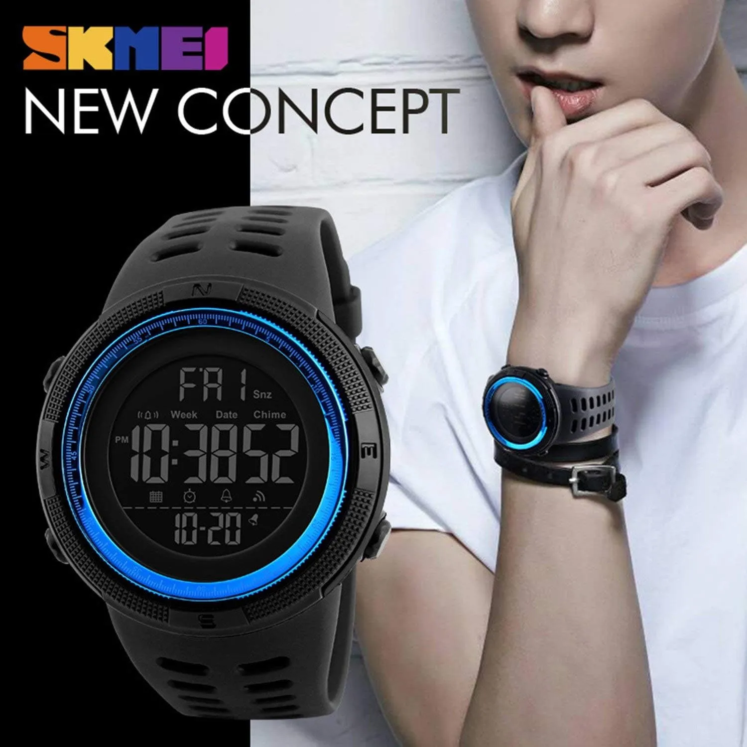 Waterproof Watch MASTOP Men's Digital LED Sports Watch Military Multifunction Stopwatch Alarm jolt penmanship roar attract spider Countdown 
