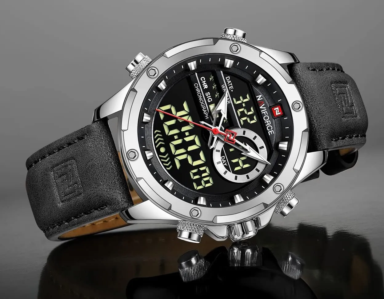 Waterproof Watch Multifunction Leather Business Dress Wristwatch obtain for Men AIMES Watches for Men Military Digital Sport Stylish Casual Analog Quartz 