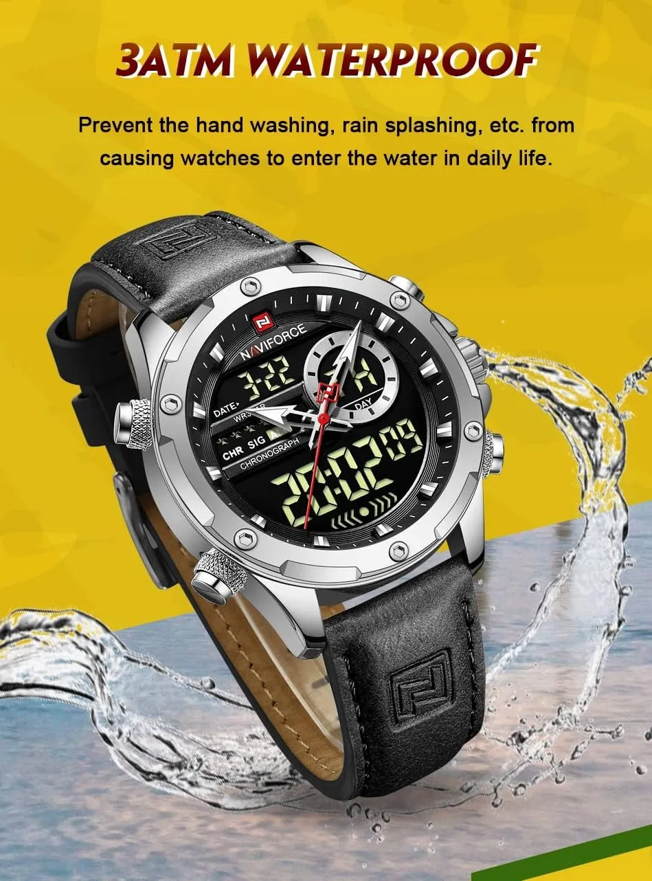 Waterproof Watch Multifunction Leather Business Dress Wristwatch obtain for Men AIMES Watches for Men Military Digital Sport Stylish Casual Analog Quartz 