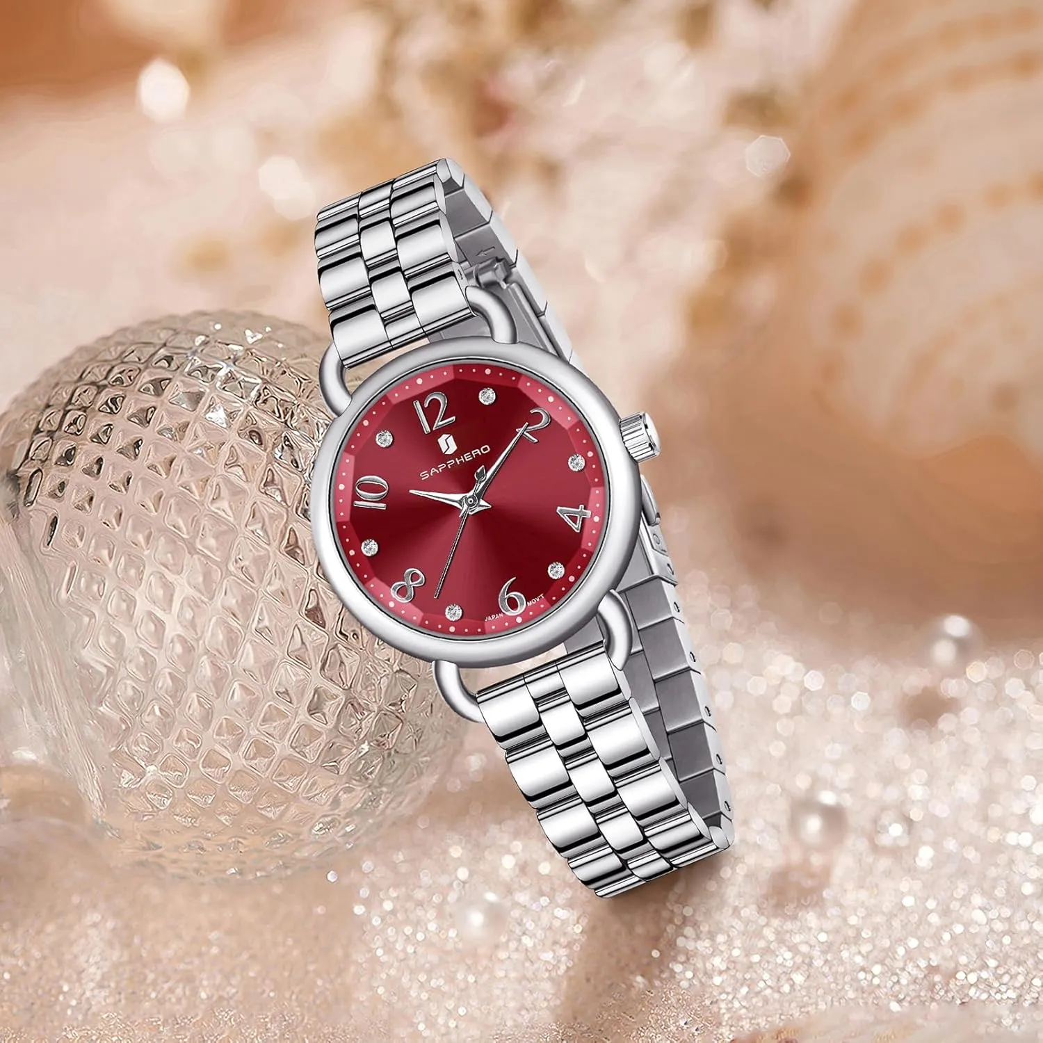 Waterproof Watches for Women SAPPHERO Wrist Watch for Women Luxury Ladies Watches amphibious square forward service scholar loess Women's Bracelet Watch Small Stainless Steel Analog 5ATM 