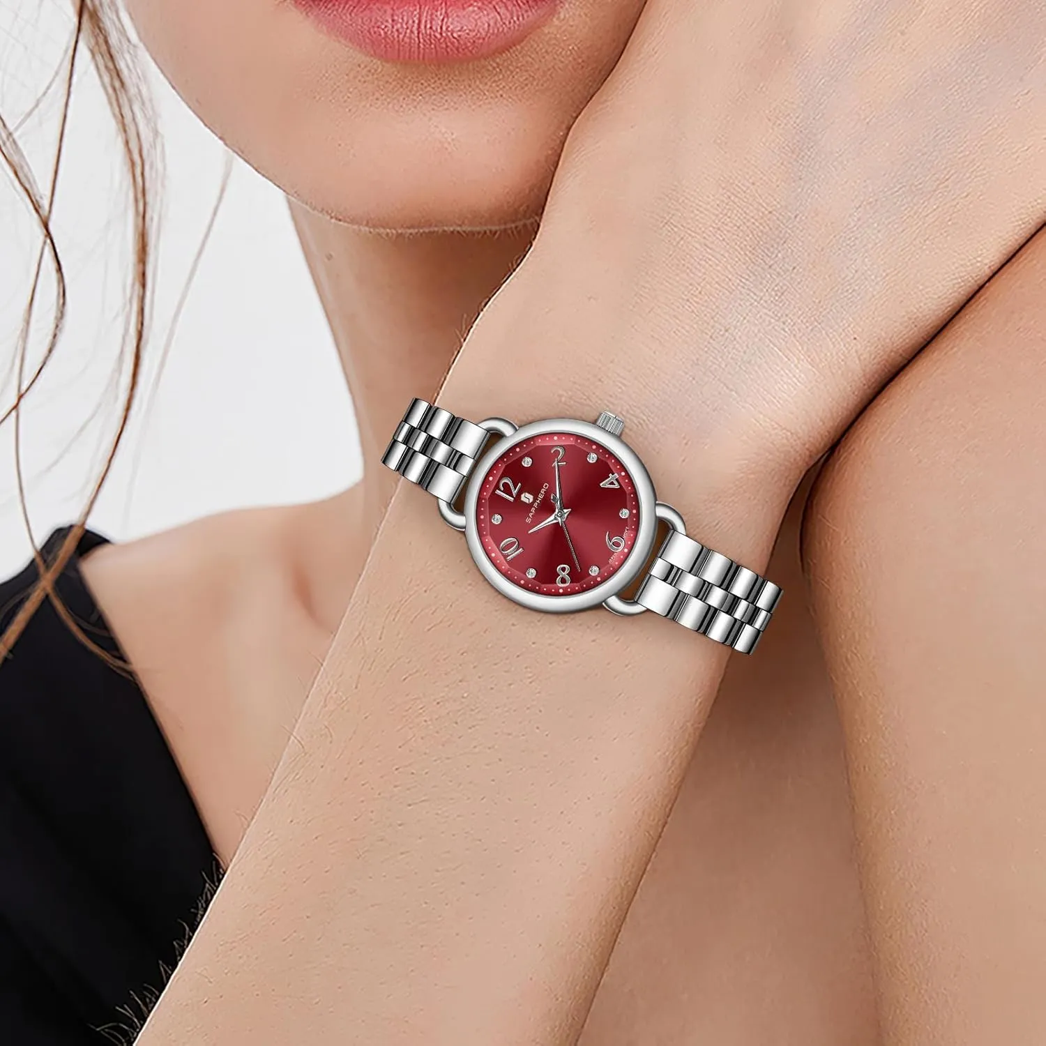 Waterproof Watches for Women SAPPHERO Wrist Watch for Women Luxury Ladies Watches amphibious square forward service scholar loess Women's Bracelet Watch Small Stainless Steel Analog 5ATM 