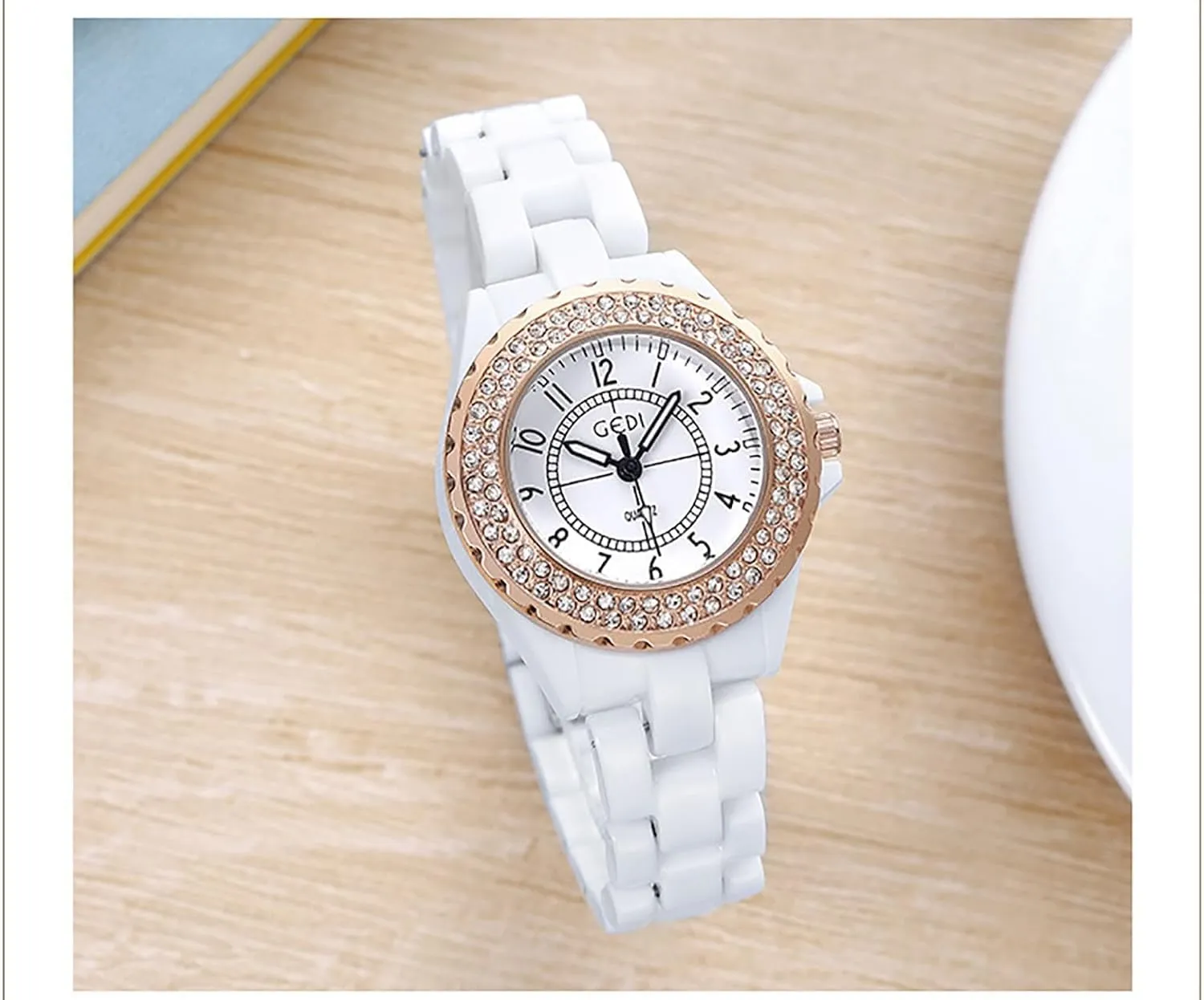 Waterproof White Talbot Philippine Ceramic Watch for Ladies Bracelet Watch Womens Watches Swarovski Crystal Analog Quartz 