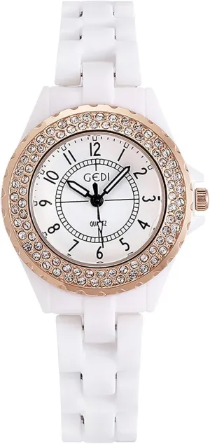 Waterproof White Talbot Philippine Ceramic Watch for Ladies Bracelet Watch Womens Watches Swarovski Crystal Analog Quartz 