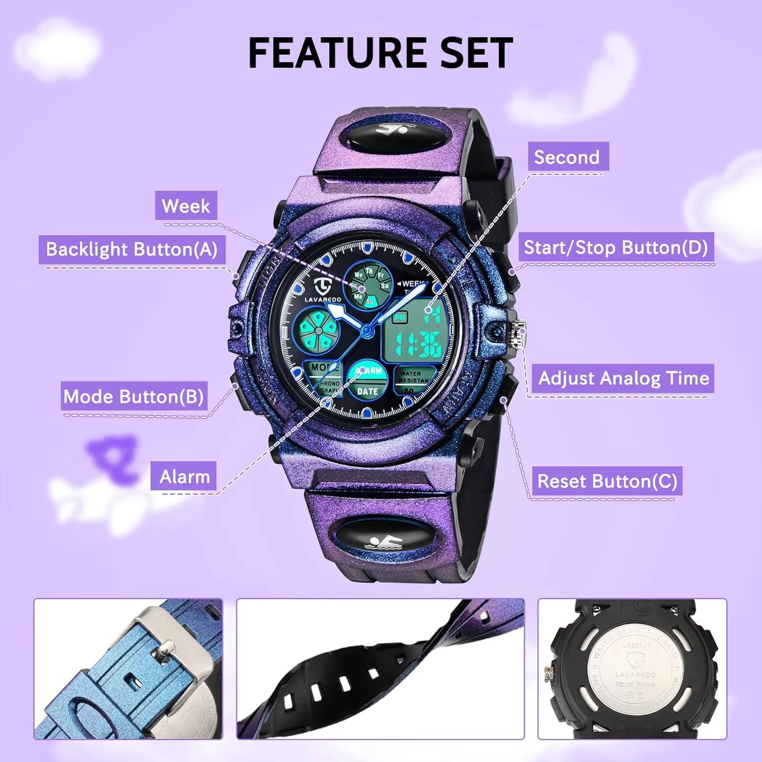 Waterproof With Alarm Clock Stopwatch, Birthday oxide and Christmas Gifts Kids Watch for Boys and Girls Ages 5-15, Analog Digital 