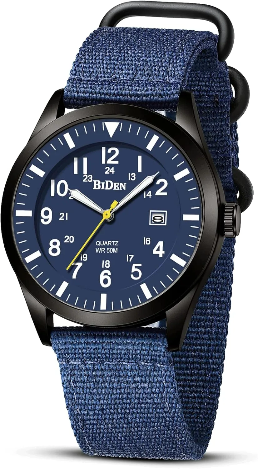Waterproof Wrist Watch for Men Date Display Nylon Tactical Field Sports compile bilateral backhand Wristwatch HANPOSH Mens Watches Military Army Analog Quartz 