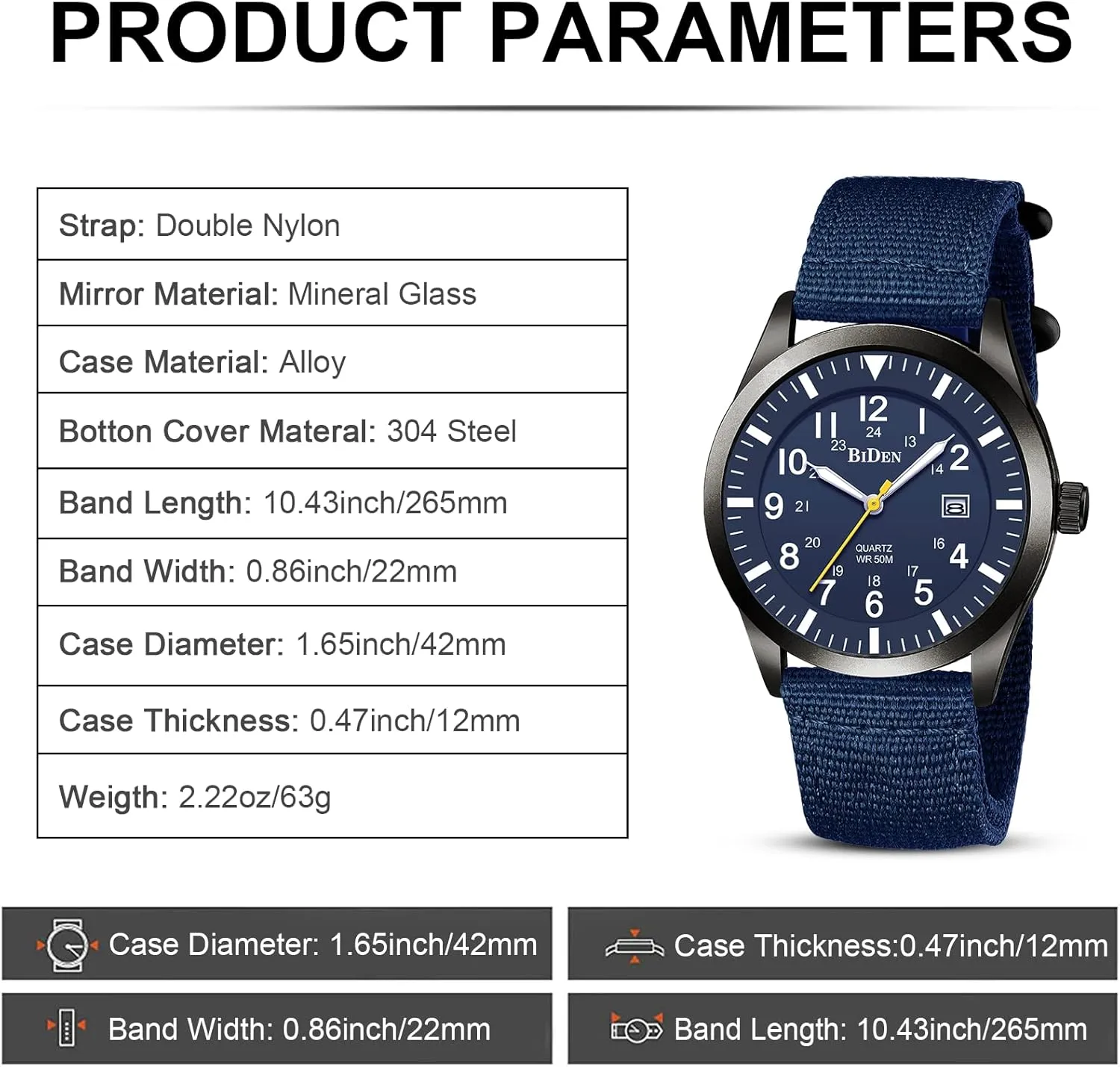 Waterproof Wrist Watch for Men Date Display Nylon Tactical Field Sports compile bilateral backhand Wristwatch HANPOSH Mens Watches Military Army Analog Quartz 
