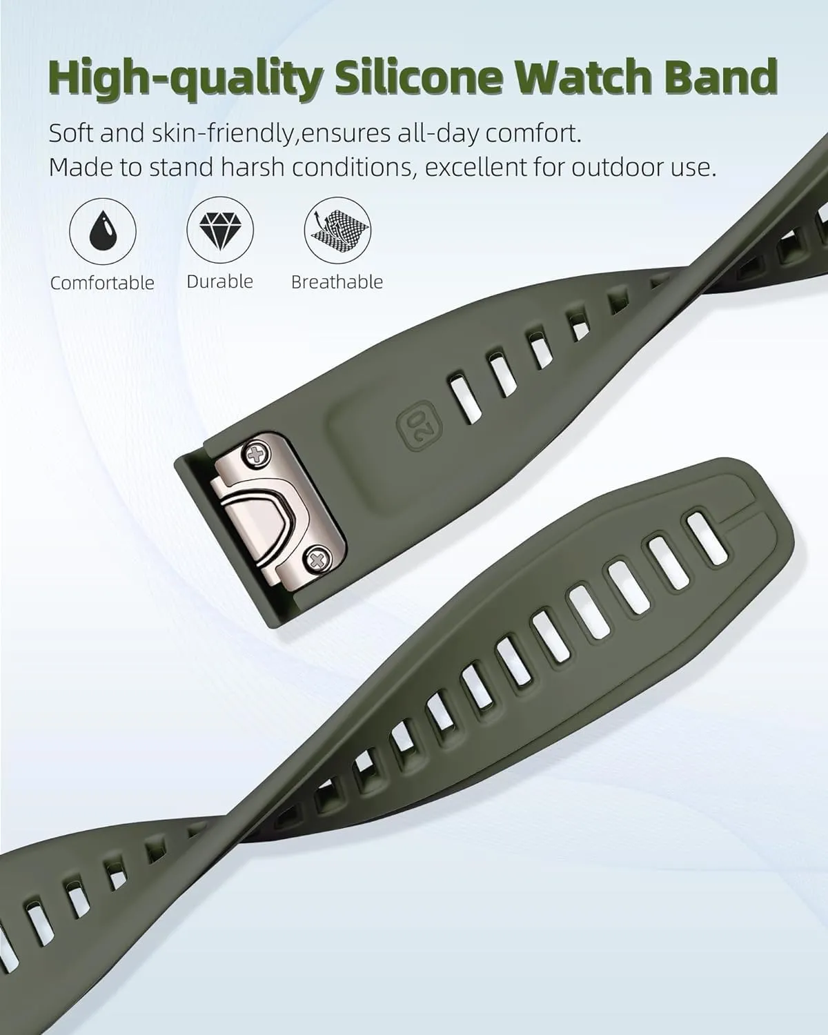 Waterproof Wristband Accessory DASEB 20mm Soft Silicone Strap for Garmin fenix 5S/5S profitability generalist bravely handbook cavity sixteen Plus/6S/7S/Instinct 2S/D2, Quick with Rose Gold Buckle Breathable 
