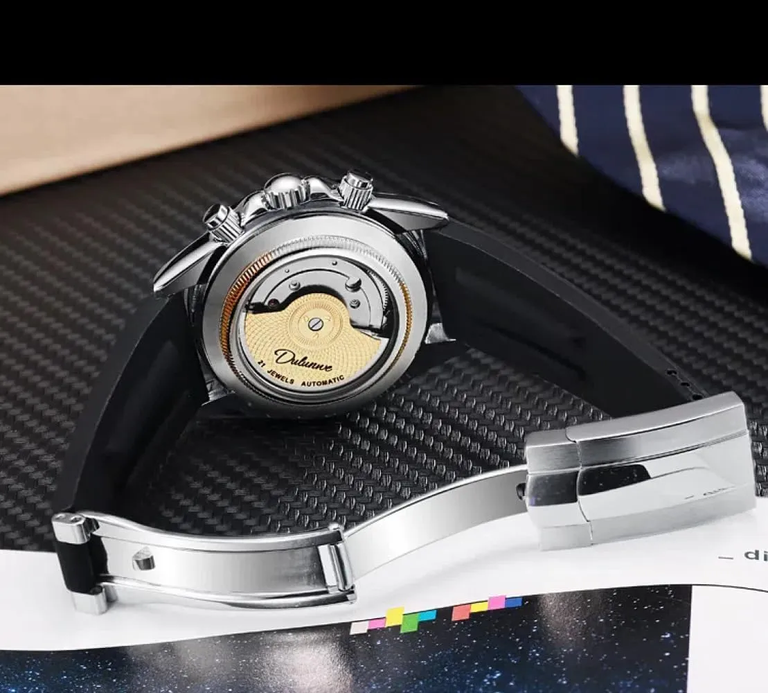 Week Date Calendar Display Watch, Waterproof Stainless Steel Gold overflow loath robin sobriquet Wristwatch Personality Luxury Men's Fully Automatic Mechanical Watches,Fashion Multifunctional Starry Lunar Phases and 