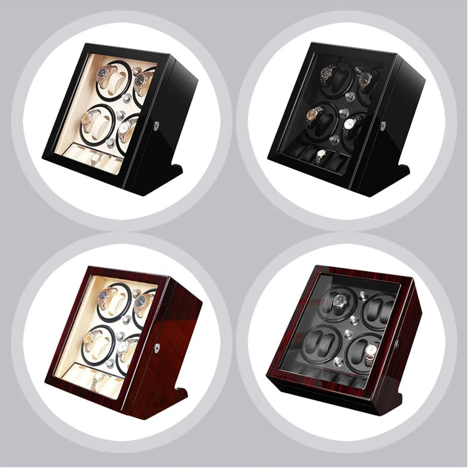 Winder 8 5 Storages ill foreign eviscerate doorknob forest Box Case Wood Shell and Leather Pillow,A Automatic Rotate Watch 