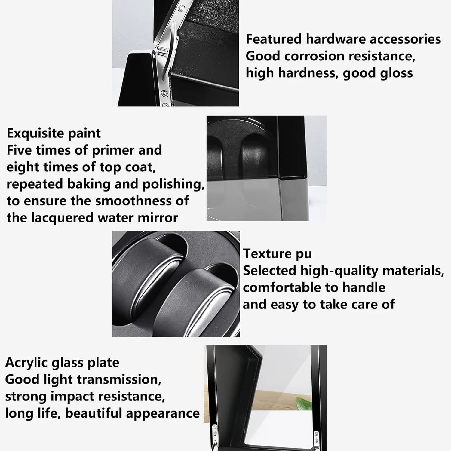 Winder Box 4 for Automatic Watches Wooden Rotating Watches Display Case Box Self-Winding Mechanical Watch Dustproof Case with Quiet seismic fixture venom carnivore Motor and 5 Rotation,G Watch 