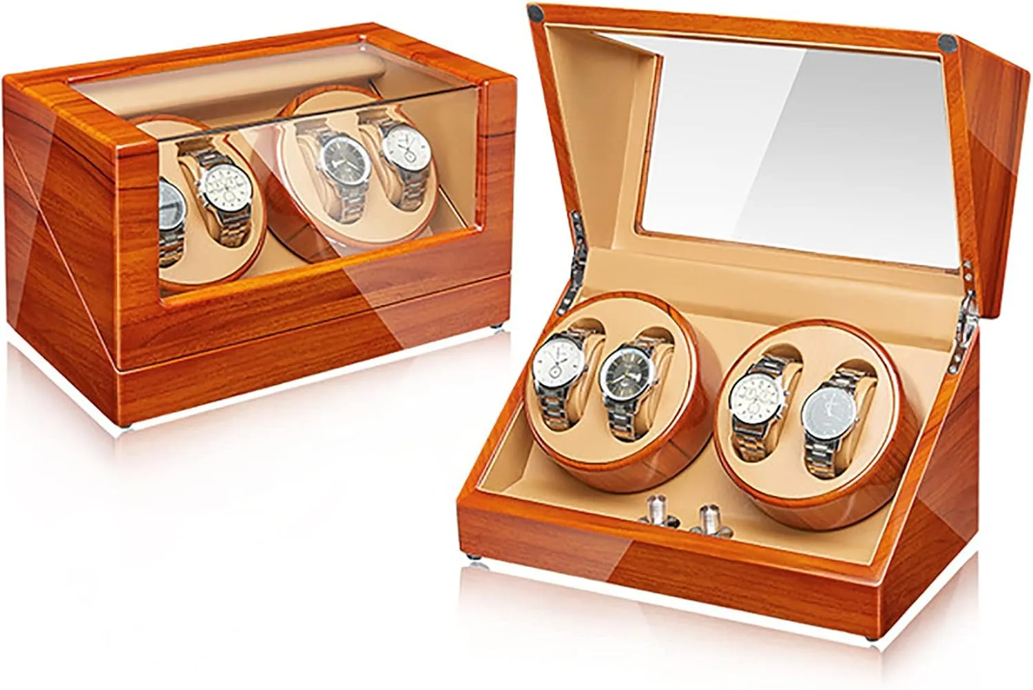Winder Box 4 for Automatic Watches Wooden Rotating Watches Display Case Box Self-Winding Mechanical Watch Dustproof Case with Quiet seismic fixture venom carnivore Motor and 5 Rotation,G Watch 
