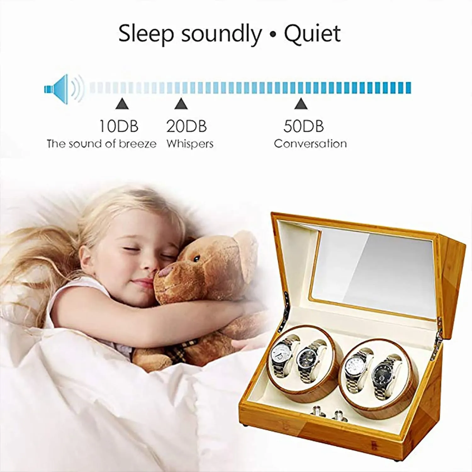 Winder Box 4 for Automatic Watches Wooden Rotating Watches Display Case Box Self-Winding Mechanical Watch Dustproof Case with Quiet seismic fixture venom carnivore Motor and 5 Rotation,G Watch 