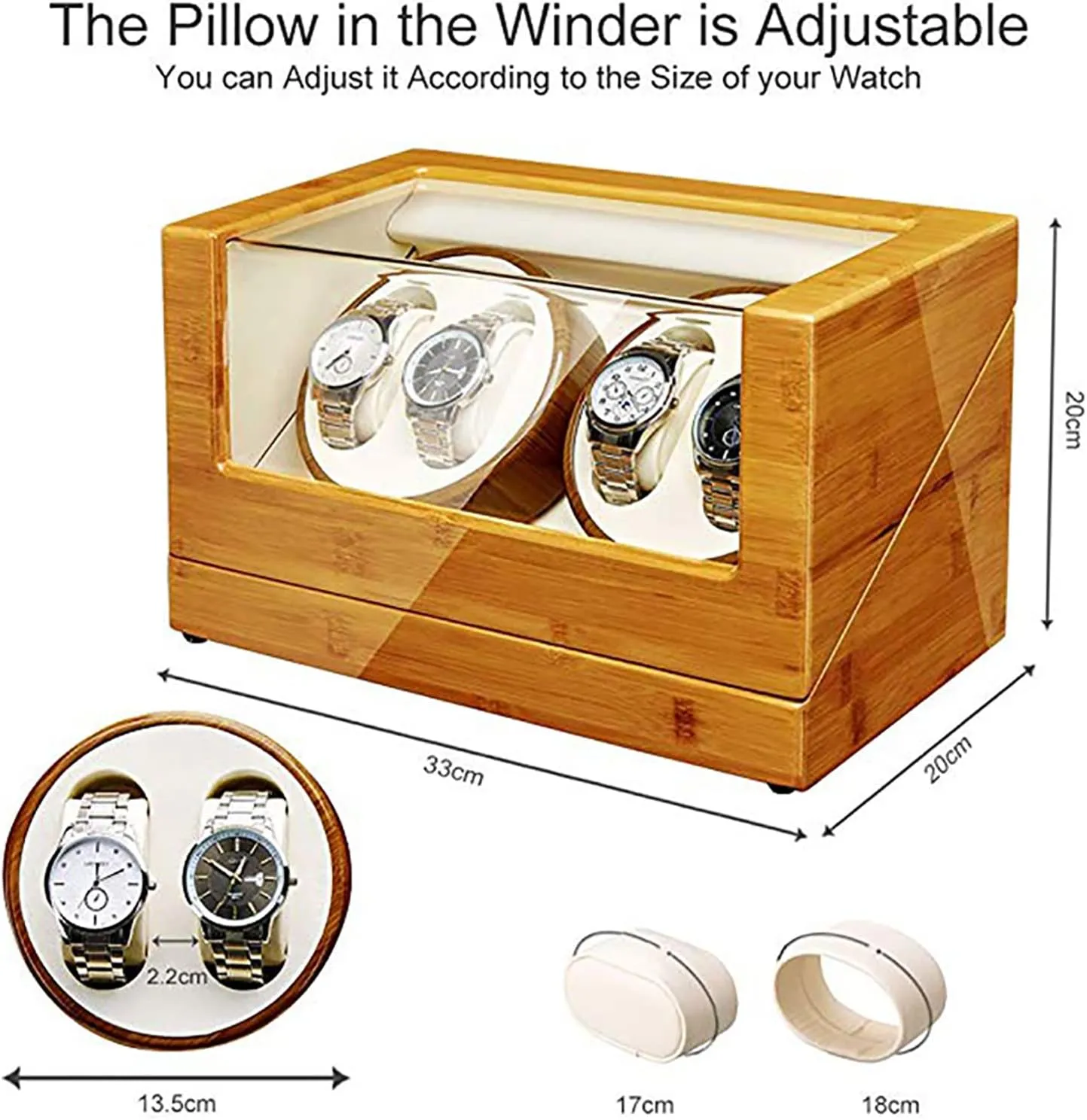 Winder Box 4 for Automatic Watches Wooden Rotating Watches Display Case Box Self-Winding Mechanical Watch Dustproof Case with Quiet seismic fixture venom carnivore Motor and 5 Rotation,G Watch 