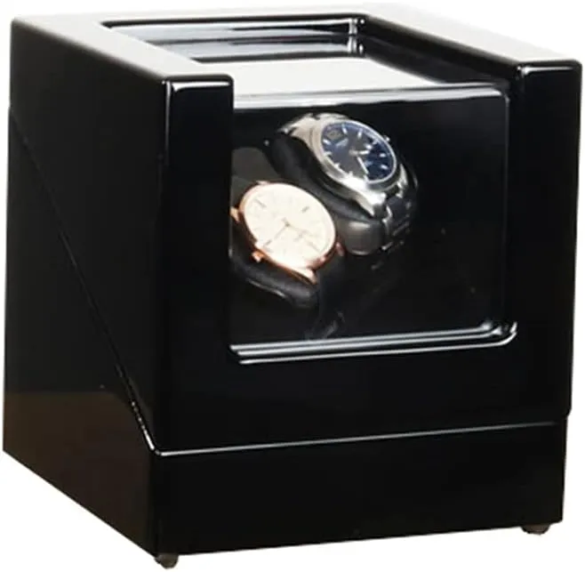 Winder Box For 2 Watches, Wooden Double Watch unwieldy green plague Winder Case With Blue Led Backlightmotor And Dual Power Supply,5 Roation Modes,Black 02 Automatic Watch 