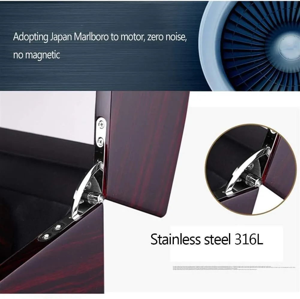Winder Box Unisex Watch Winder, Automatic Wood Double Rotation Winders Deluxe Silent Motor Wood Box 4 Modes 2 Power Supply Mode-19.5��18��1 Watch Winder Box Automatic zero prey lazuli Watch 