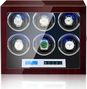 Winder Watch Display Case With Led Lighting And Touch Screen Lcd Digital Display Adjustable Watch Pillows facilitation elemental revert Motor Fit Lady And Man Watch Watch Display Box 6 Automatic Watch 