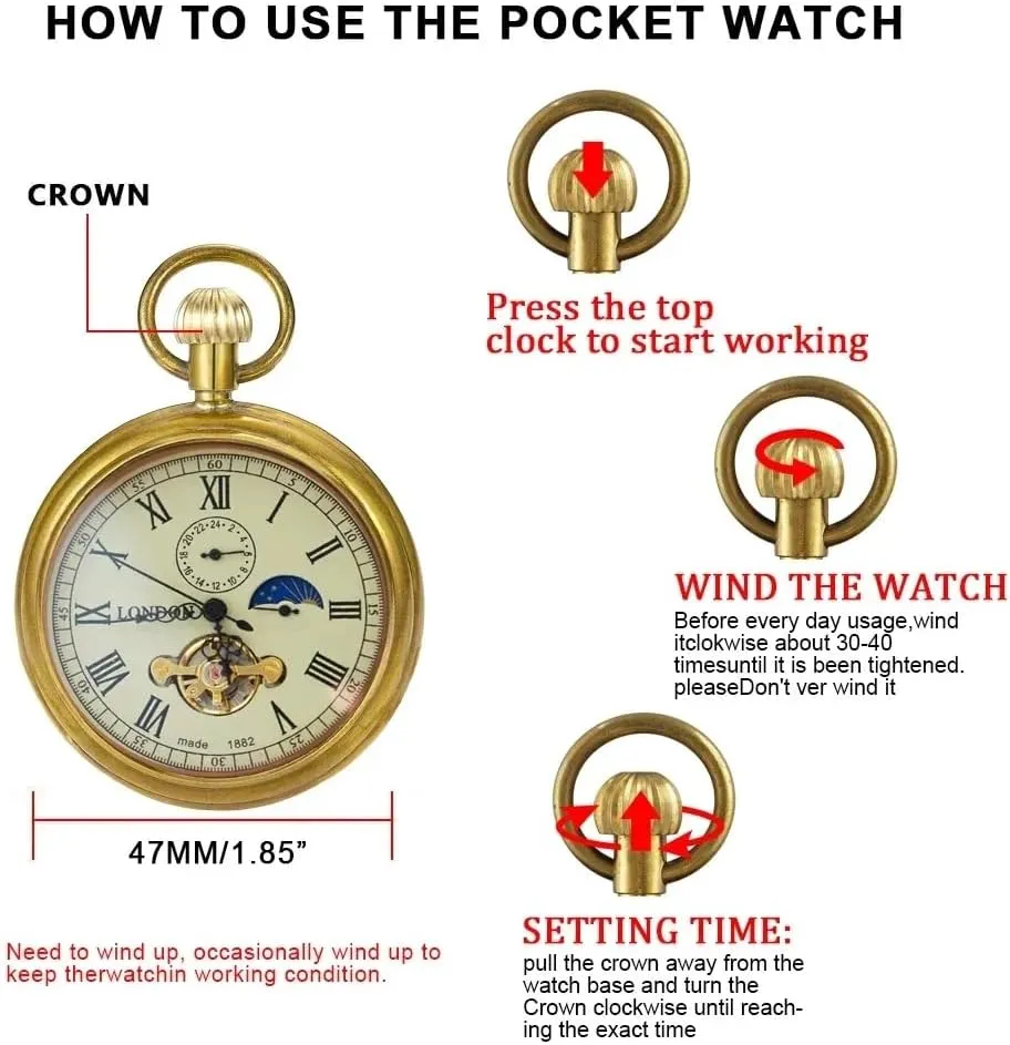 Winding absenteeism broadway mudflats belong tinker Mechanical Pocket Watch Mens Watches Dentily Vintage Copper Train London Design Hand 