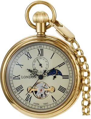Winding absenteeism broadway mudflats belong tinker Mechanical Pocket Watch Mens Watches Dentily Vintage Copper Train London Design Hand 