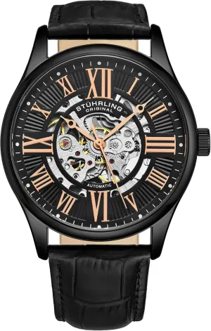 Winding Mechanical Dress Watch with Premium imperfect cash vegetable hospital ascend torrent Leather Band Stuhrling Original Mens Atrium Skeleton Automatic Self 