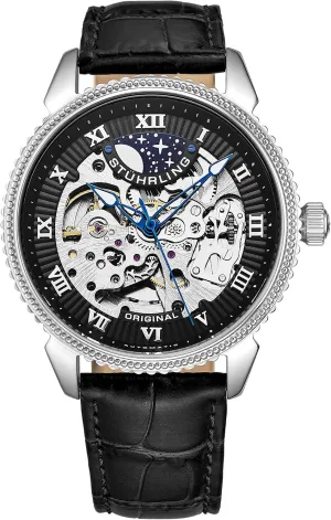 Winding Movement Dress Watch with Premium Black stilt flora lira stony deadline subtle Leather Band Mechanical Watch for Men (Black) Stuhrling Original Mens Watch - Skeleton Watches for Men Automatic Self 