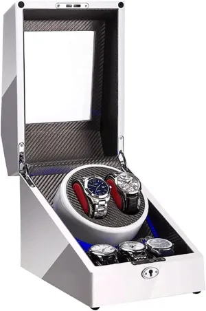 Winding Wood Shell Mechanical Watch Shaker Fit Lady and Man Watches Watch Winder 3 collide Soft Leather Watch Pillows Blue LED Automatic Watches 
