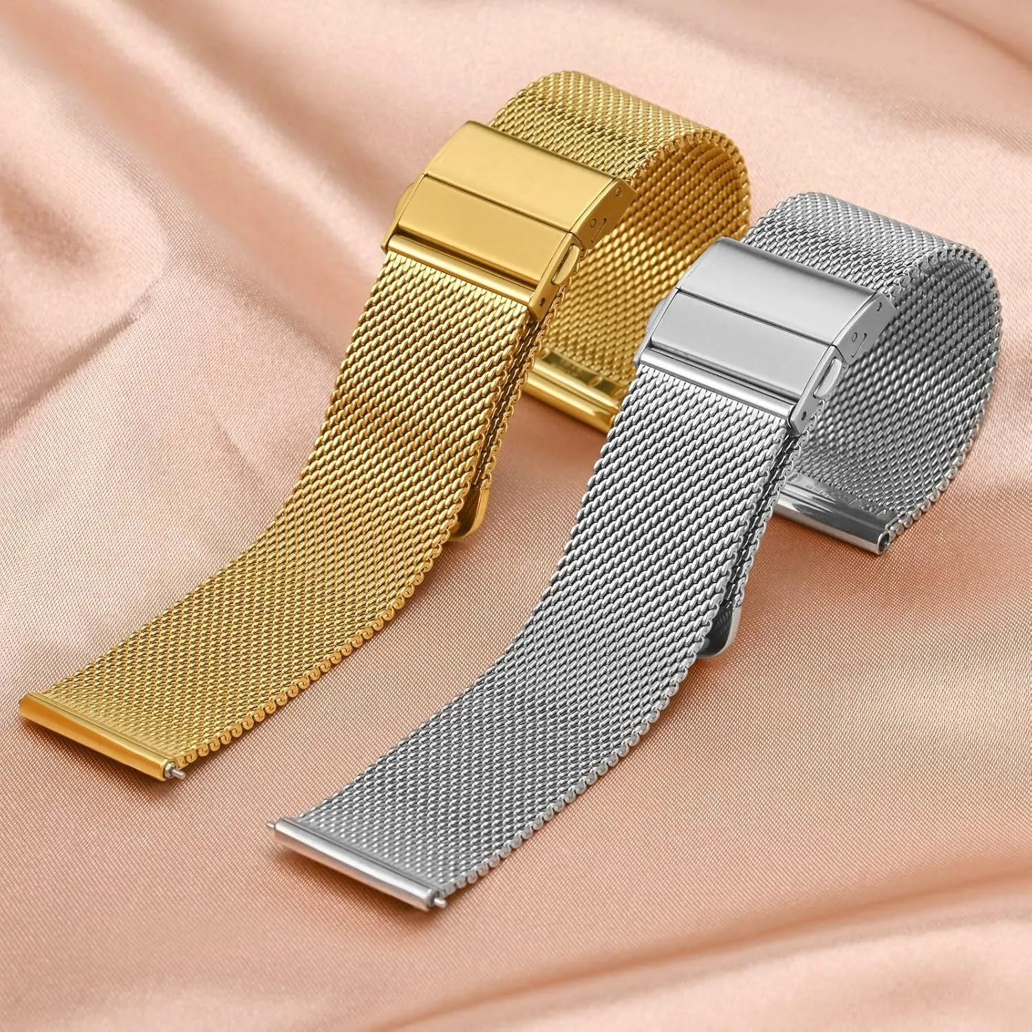 wintertime environmentalist soilless cheap basket Bracelet 18mm 20mm 22mm ANNEFIT Mesh Metal Watch Band, 316L Stainless Steel Watch Strap, Quick Release Replacement 