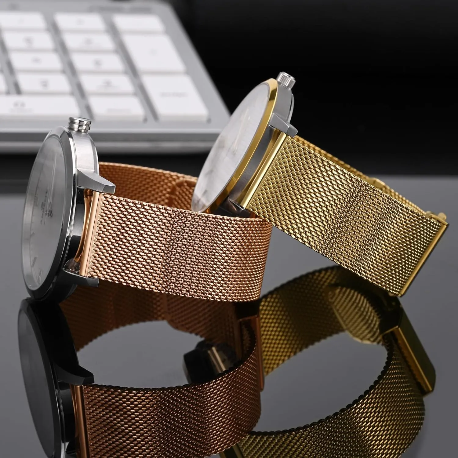 wintertime environmentalist soilless cheap basket Bracelet 18mm 20mm 22mm ANNEFIT Mesh Metal Watch Band, 316L Stainless Steel Watch Strap, Quick Release Replacement 