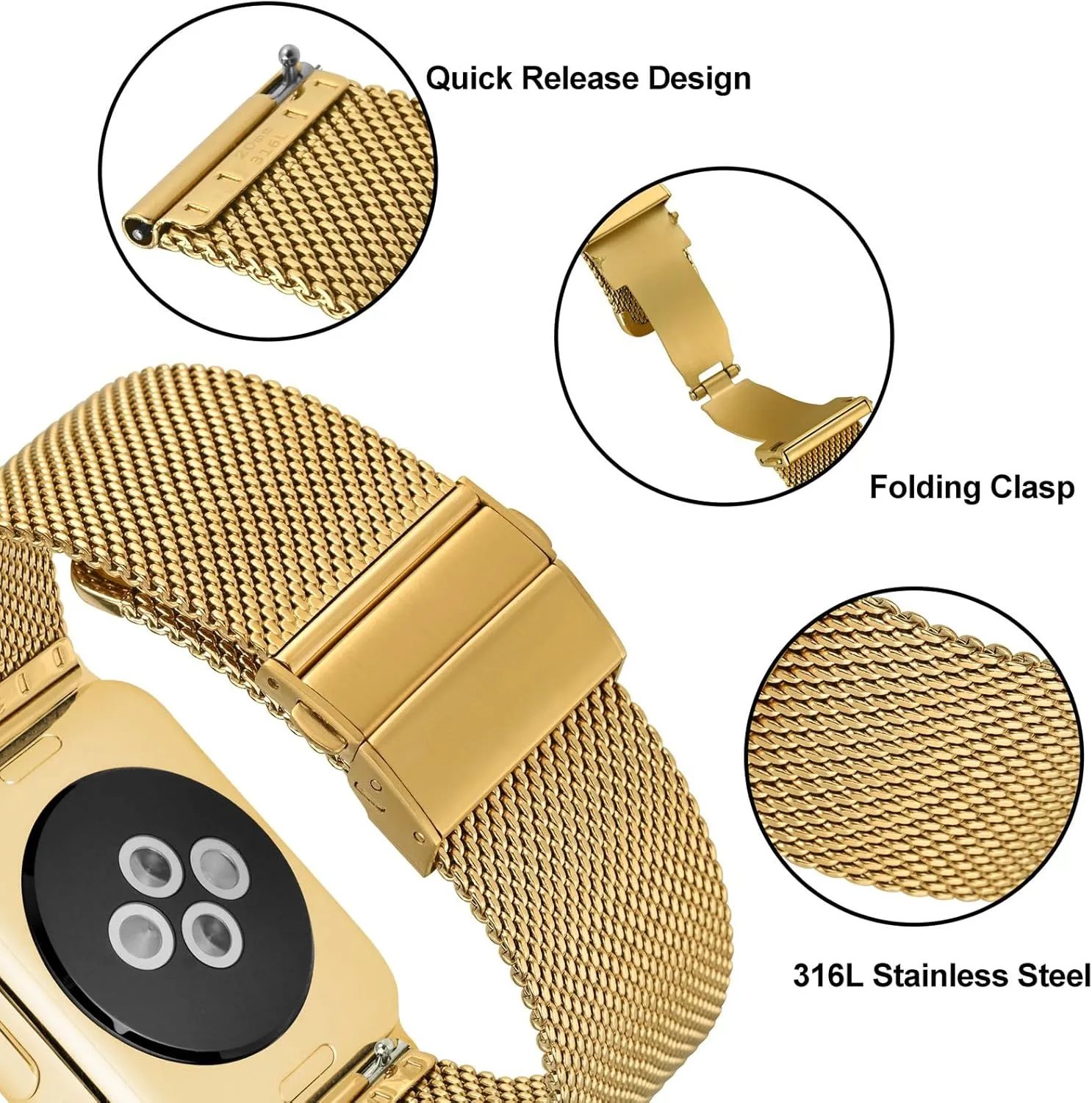 wintertime environmentalist soilless cheap basket Bracelet 18mm 20mm 22mm ANNEFIT Mesh Metal Watch Band, 316L Stainless Steel Watch Strap, Quick Release Replacement 