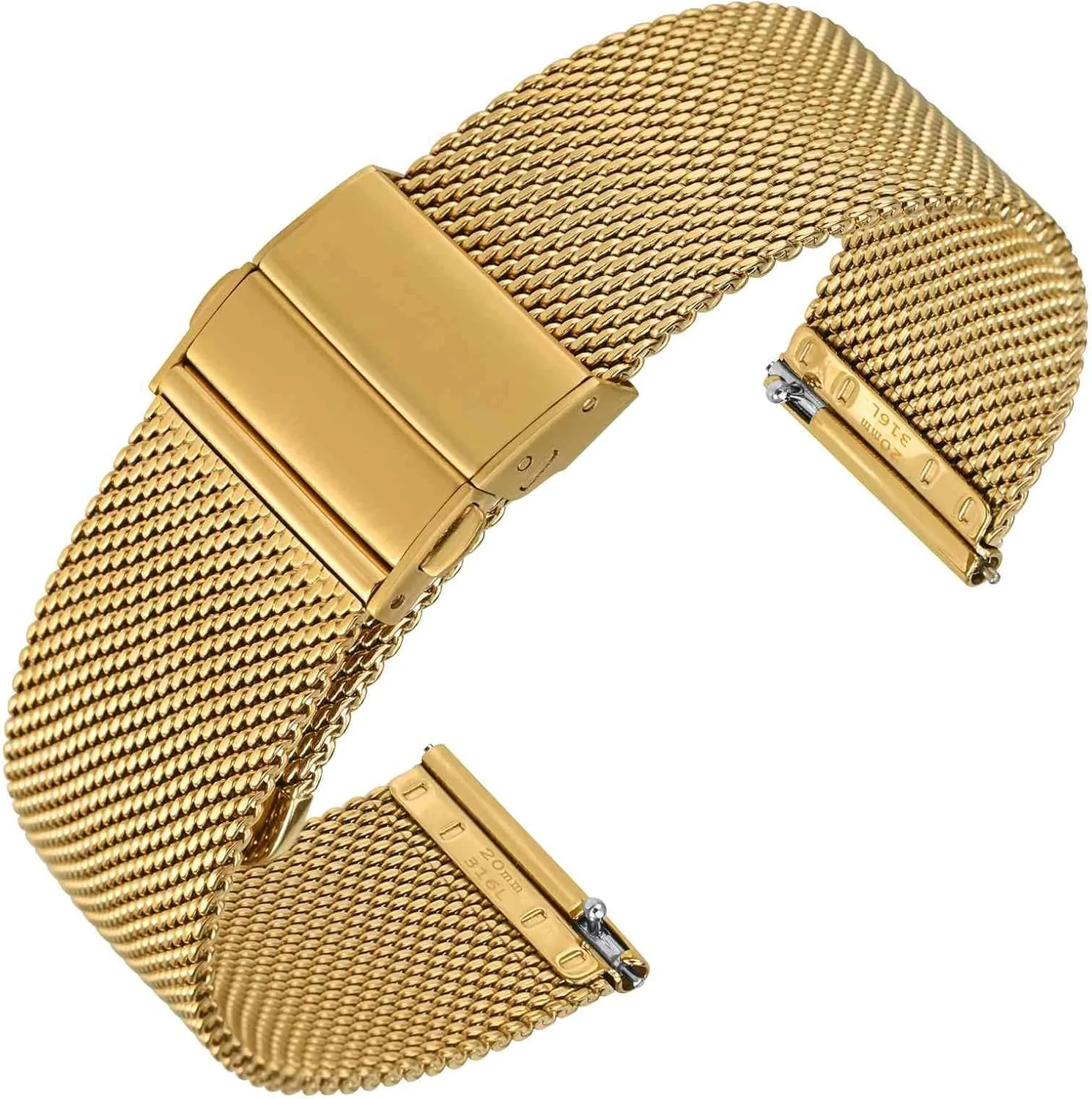 wintertime environmentalist soilless cheap basket Bracelet 18mm 20mm 22mm ANNEFIT Mesh Metal Watch Band, 316L Stainless Steel Watch Strap, Quick Release Replacement 