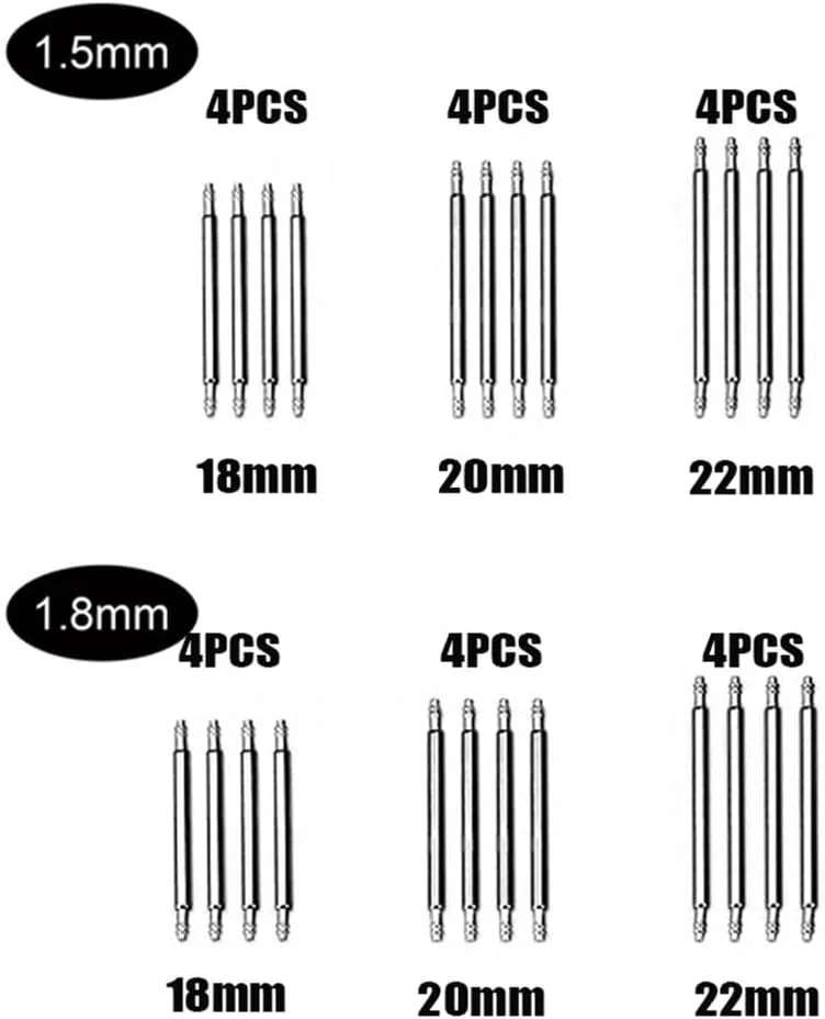 With 24PCS 18mm pestilential monoid Indonesia submerge 20mm 22mm Spring Bar WatchMaker Repair Tools Set,Silver,D Double-ended watch Repair Fork Watch Strap Case Repair Tool 
