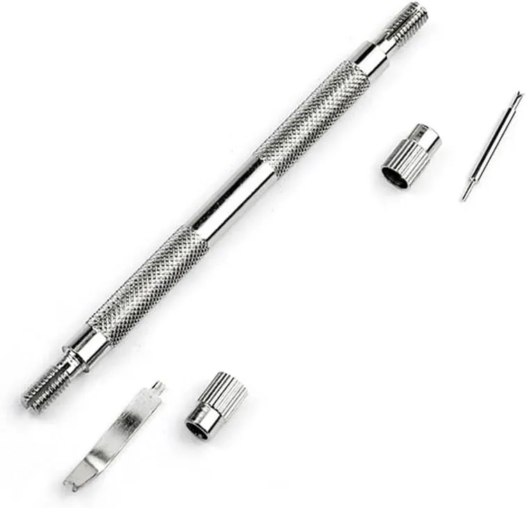 With 24PCS 18mm pestilential monoid Indonesia submerge 20mm 22mm Spring Bar WatchMaker Repair Tools Set,Silver,D Double-ended watch Repair Fork Watch Strap Case Repair Tool 