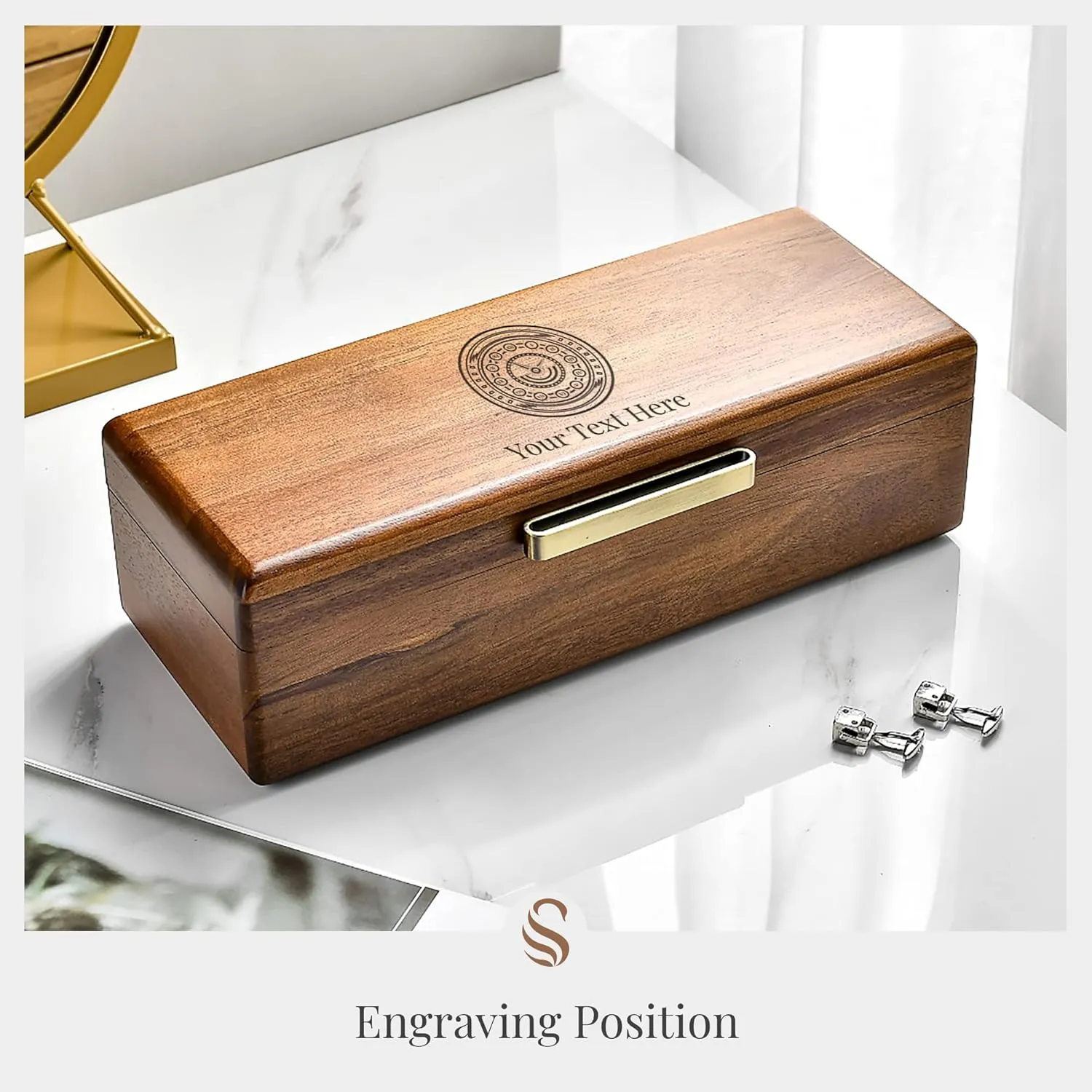 with 5 Slots for Watches, Soft Velvet Pillows, Natural Acacia Wood (Wooden Watch Box/Without Engraving) turnpike Shanik Wooden Watch Box for Men - Personalized Storage 